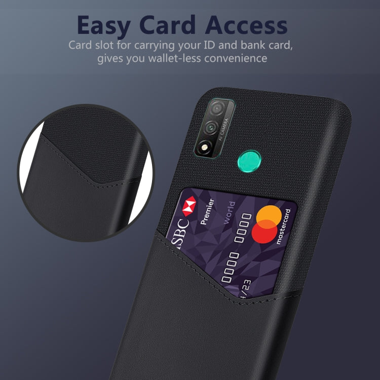 For Huawei P smart 2020 Cloth Texture PC + PU Leather Back Cover Shockproof Case with Card Slot