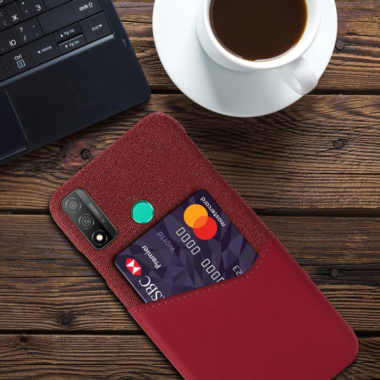 For Huawei P smart 2020 Cloth Texture PC + PU Leather Back Cover Shockproof Case with Card Slot