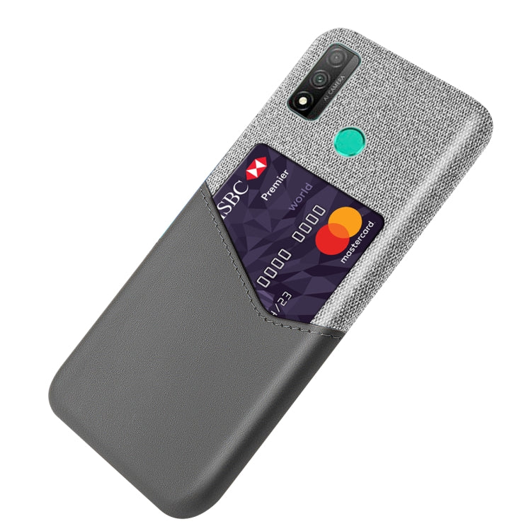 For Huawei P smart 2020 Cloth Texture PC + PU Leather Back Cover Shockproof Case with Card Slot
