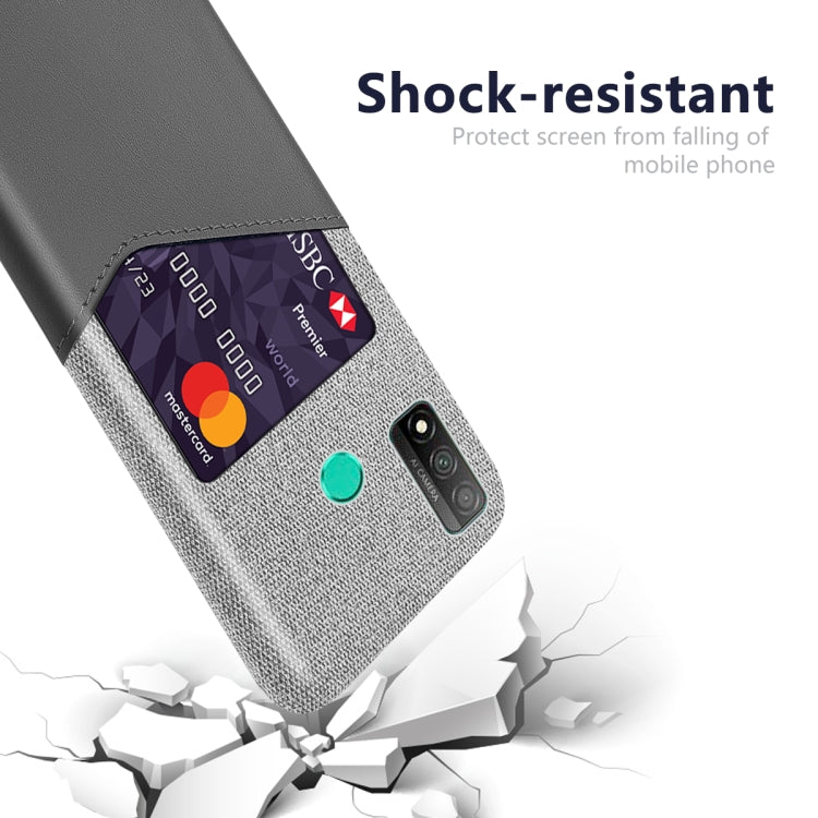 For Huawei P smart 2020 Cloth Texture PC + PU Leather Back Cover Shockproof Case with Card Slot