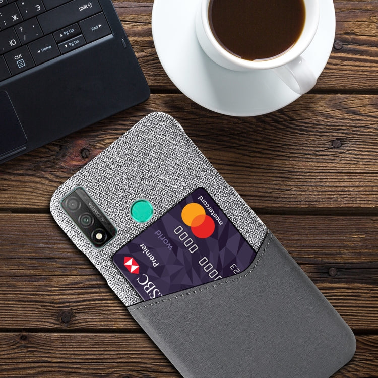 For Huawei P smart 2020 Cloth Texture PC + PU Leather Back Cover Shockproof Case with Card Slot