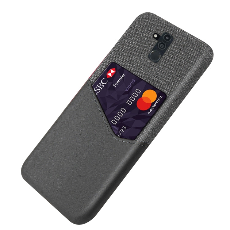 For Huawei Mate 20 Lite Cloth Texture PC + PU Leather Back Cover Shockproof Case with Card Slot