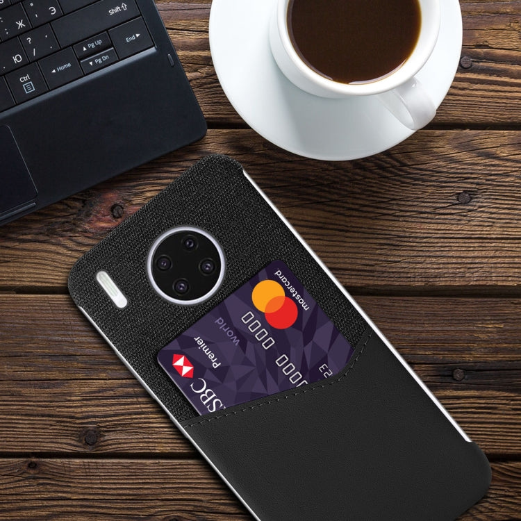 For Huawei Mate 30 Pro Cloth Texture PC + PU Leather Back Cover Shockproof Case with Card Slot