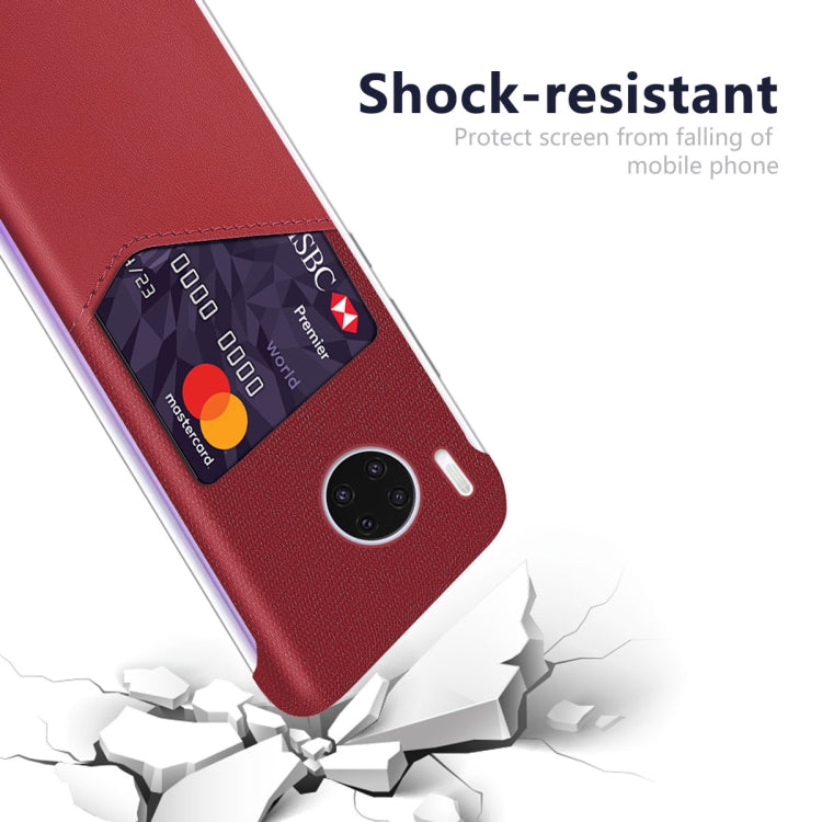 For Huawei Mate 30 Pro Cloth Texture PC + PU Leather Back Cover Shockproof Case with Card Slot