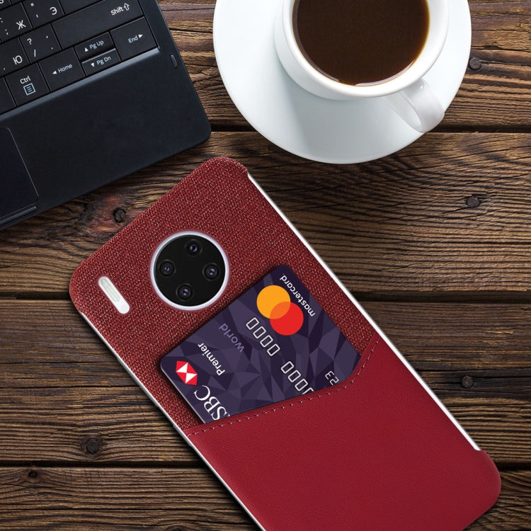 For Huawei Mate 30 Pro Cloth Texture PC + PU Leather Back Cover Shockproof Case with Card Slot