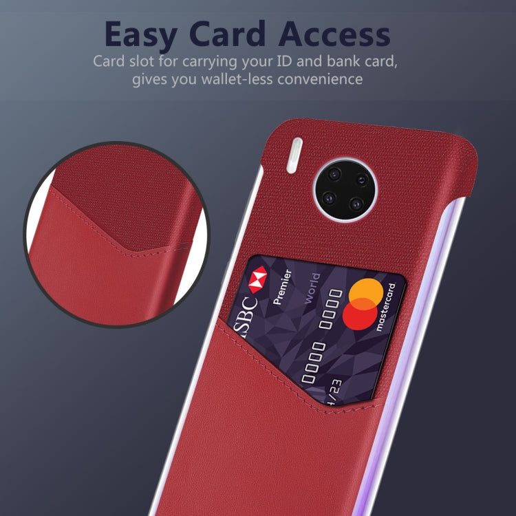 For Huawei Mate 30 Pro Cloth Texture PC + PU Leather Back Cover Shockproof Case with Card Slot