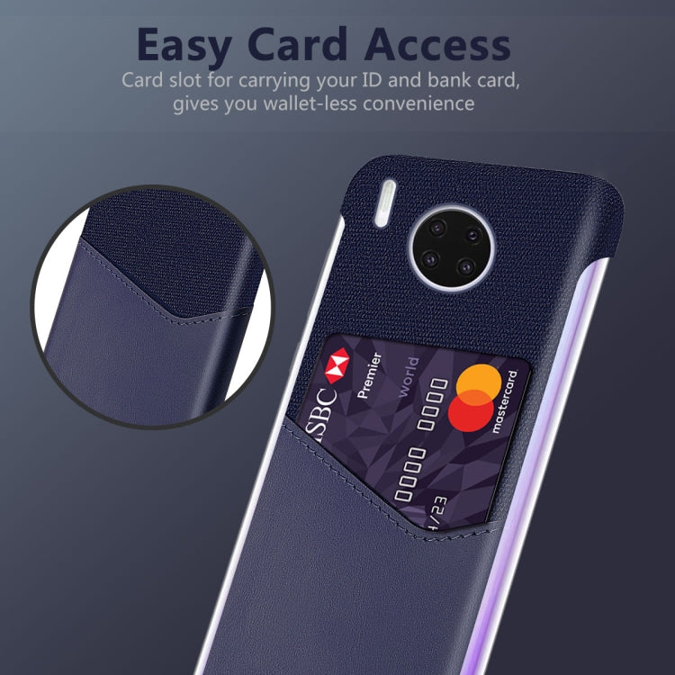 For Huawei Mate 30 Pro Cloth Texture PC + PU Leather Back Cover Shockproof Case with Card Slot