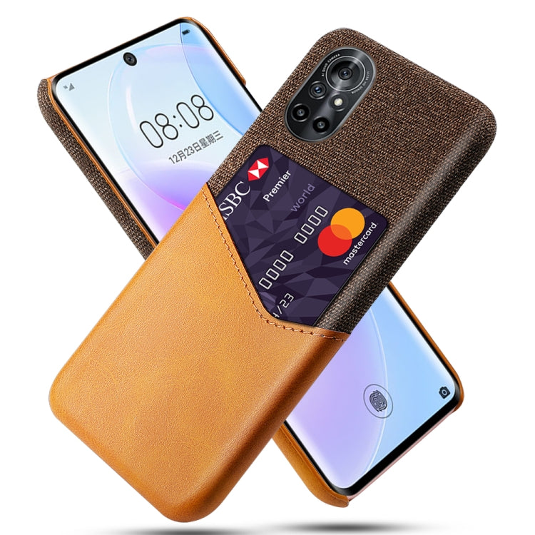 For Huawei nova 8 5G Cloth Texture PC + PU Leather Back Cover Shockproof Case with Card Slot