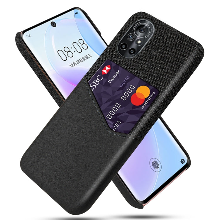 For Huawei nova 8 5G Cloth Texture PC + PU Leather Back Cover Shockproof Case with Card Slot