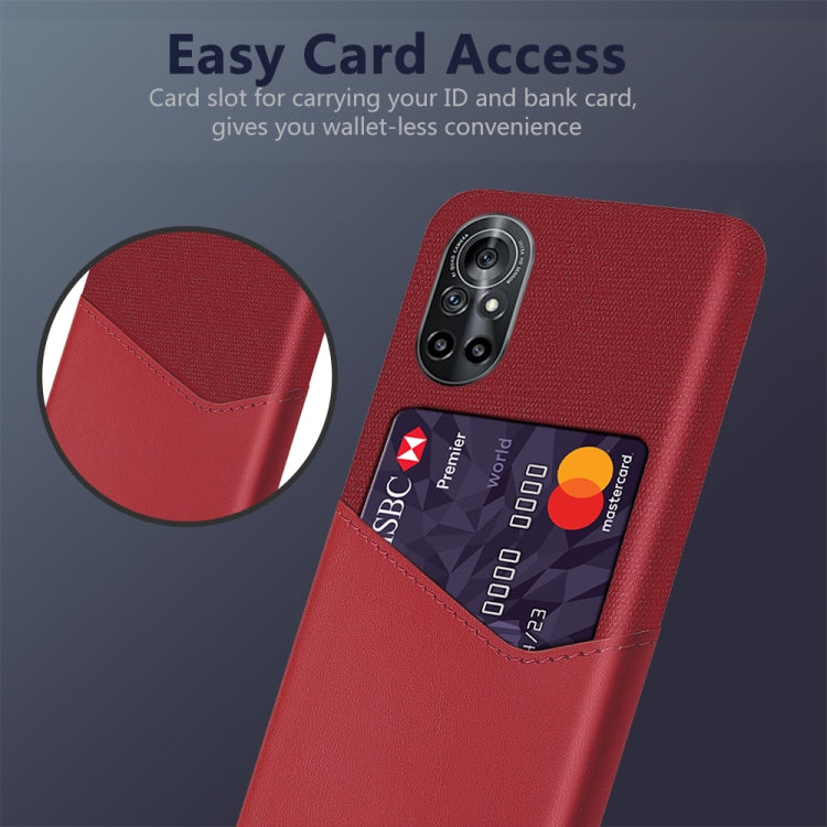 For Huawei nova 8 5G Cloth Texture PC + PU Leather Back Cover Shockproof Case with Card Slot