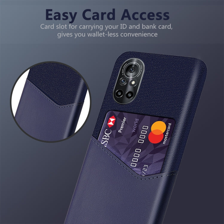 For Huawei nova 8 5G Cloth Texture PC + PU Leather Back Cover Shockproof Case with Card Slot