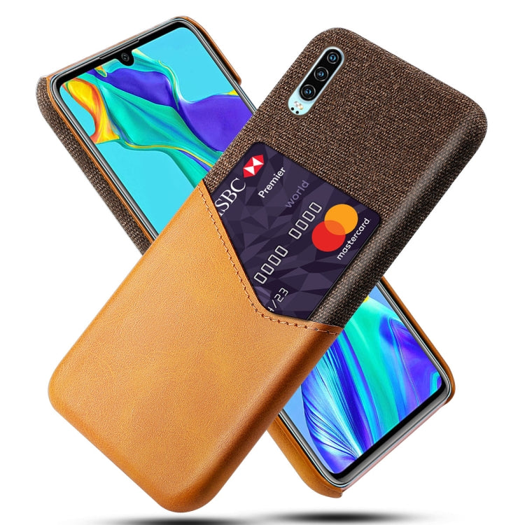 For Huawei P30 Cloth Texture PC + PU Leather Back Cover Shockproof Case with Card Slot