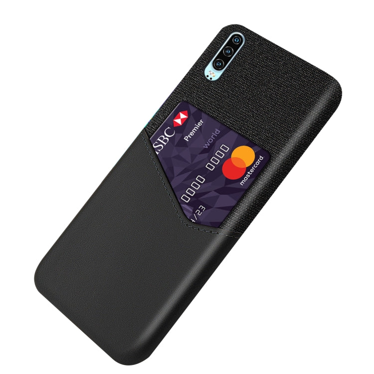 For Huawei P30 Cloth Texture PC + PU Leather Back Cover Shockproof Case with Card Slot