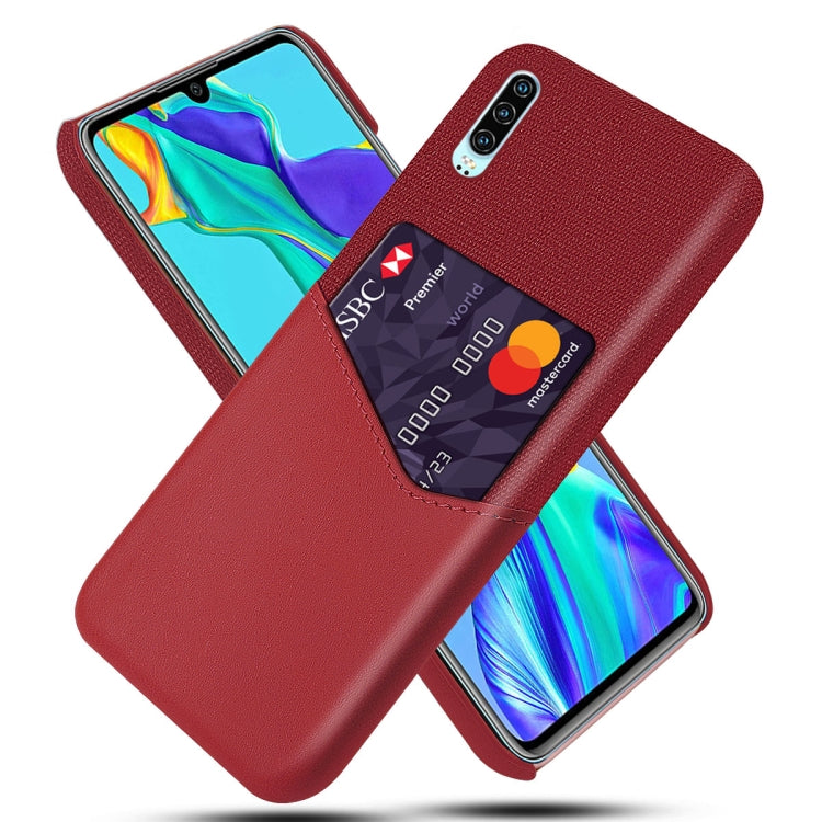 For Huawei P30 Cloth Texture PC + PU Leather Back Cover Shockproof Case with Card Slot