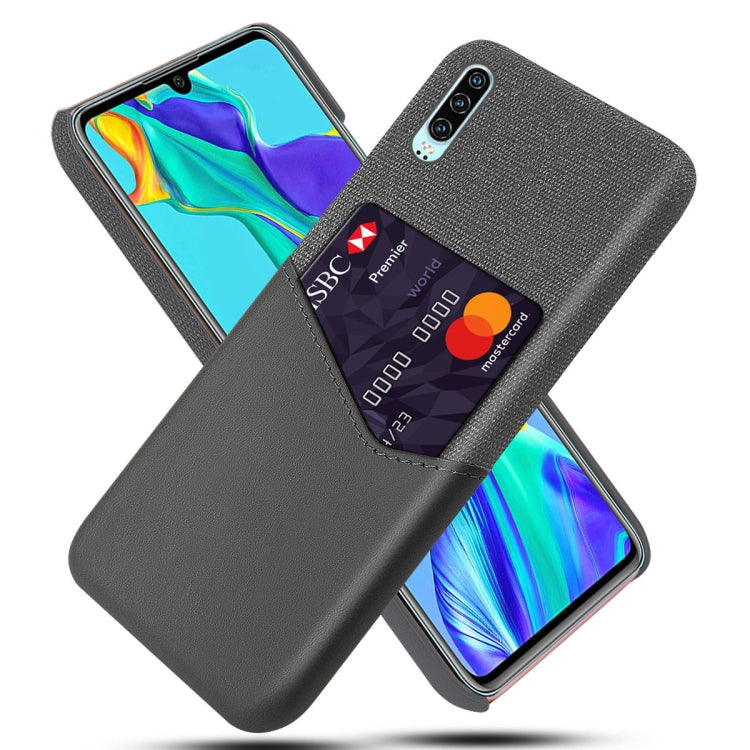 For Huawei P30 Cloth Texture PC + PU Leather Back Cover Shockproof Case with Card Slot