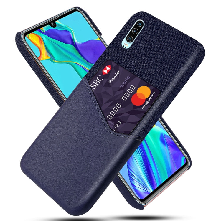 For Huawei P30 Cloth Texture PC + PU Leather Back Cover Shockproof Case with Card Slot