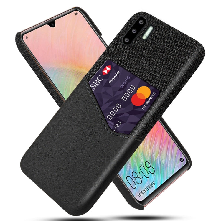 For Huawei P30 Pro Cloth Texture PC + PU Leather Back Cover Shockproof Case with Card Slot