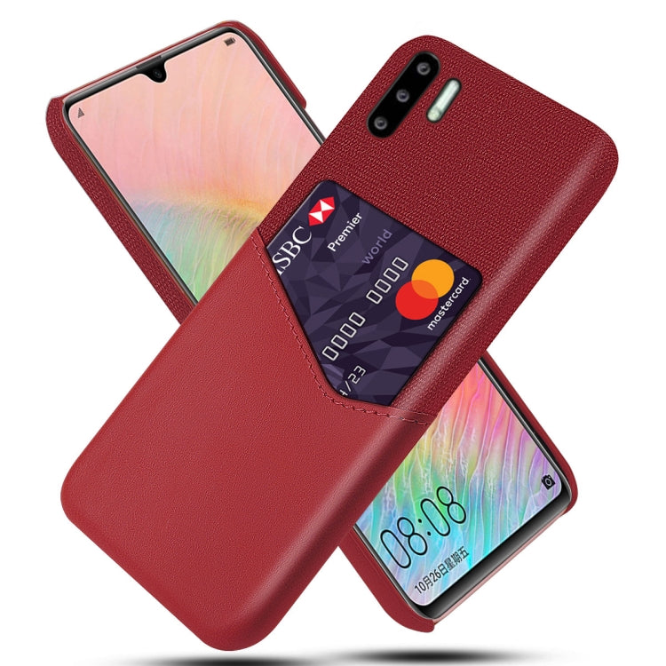 For Huawei P30 Pro Cloth Texture PC + PU Leather Back Cover Shockproof Case with Card Slot