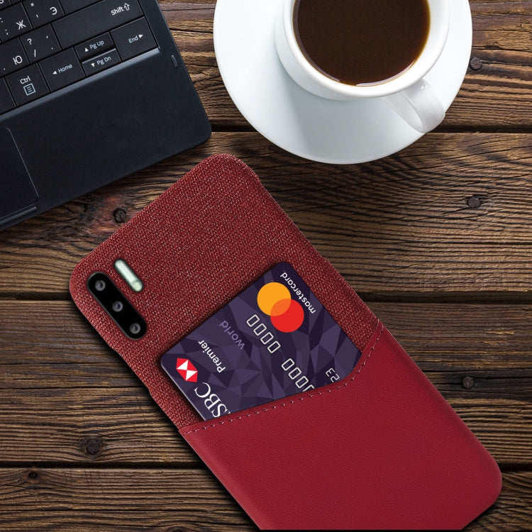 For Huawei P30 Pro Cloth Texture PC + PU Leather Back Cover Shockproof Case with Card Slot