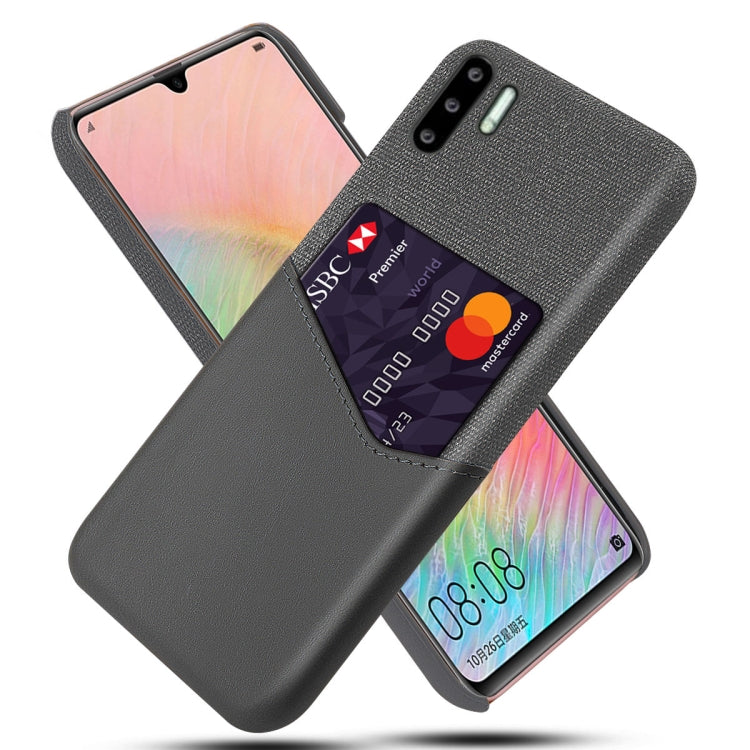 For Huawei P30 Pro Cloth Texture PC + PU Leather Back Cover Shockproof Case with Card Slot