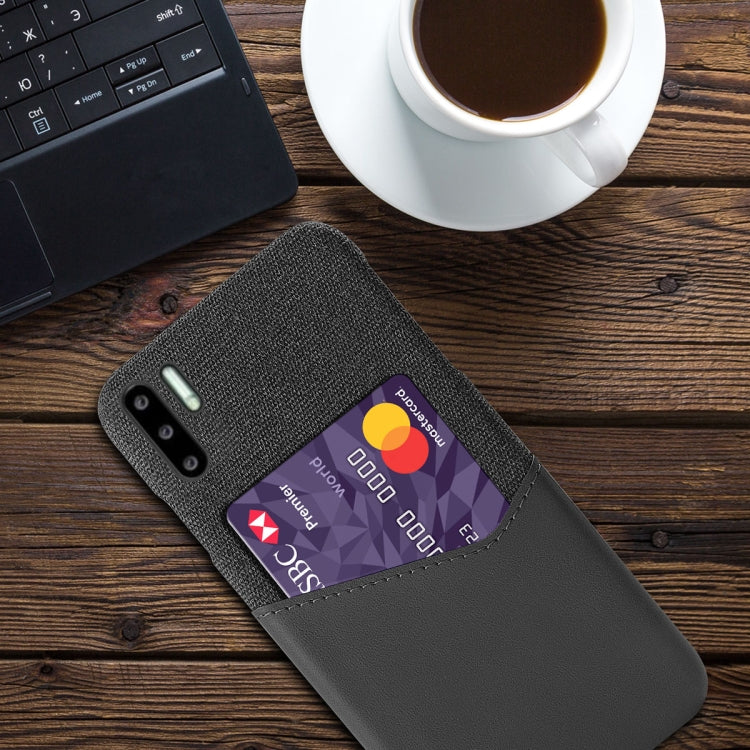 For Huawei P30 Pro Cloth Texture PC + PU Leather Back Cover Shockproof Case with Card Slot