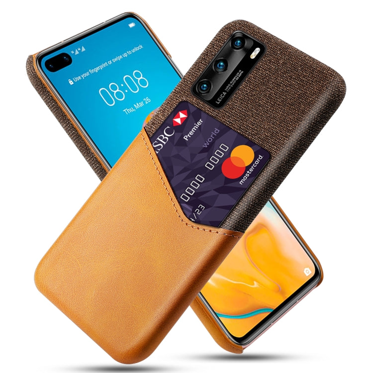 For Huawei P40 Cloth Texture PC + PU Leather Back Cover Shockproof Case with Card Slot