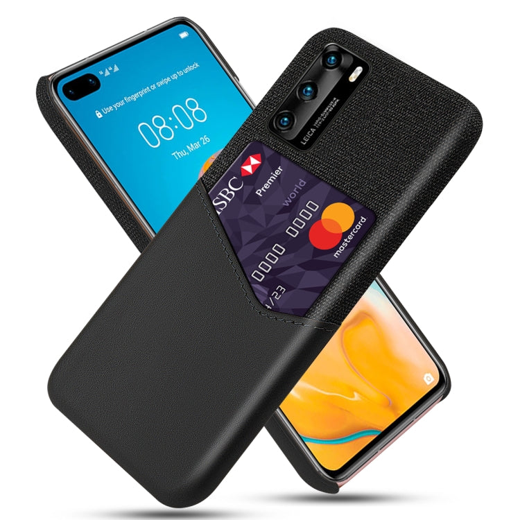 For Huawei P40 Cloth Texture PC + PU Leather Back Cover Shockproof Case with Card Slot