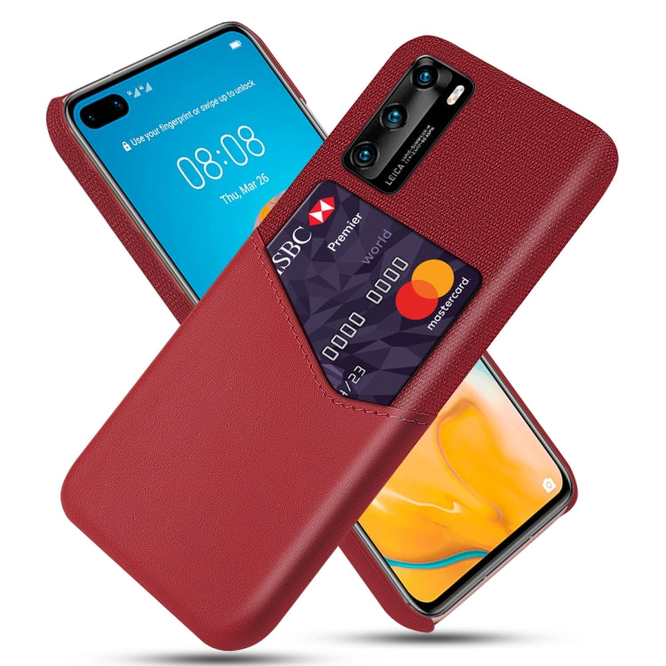 For Huawei P40 Cloth Texture PC + PU Leather Back Cover Shockproof Case with Card Slot