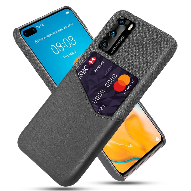 For Huawei P40 Cloth Texture PC + PU Leather Back Cover Shockproof Case with Card Slot
