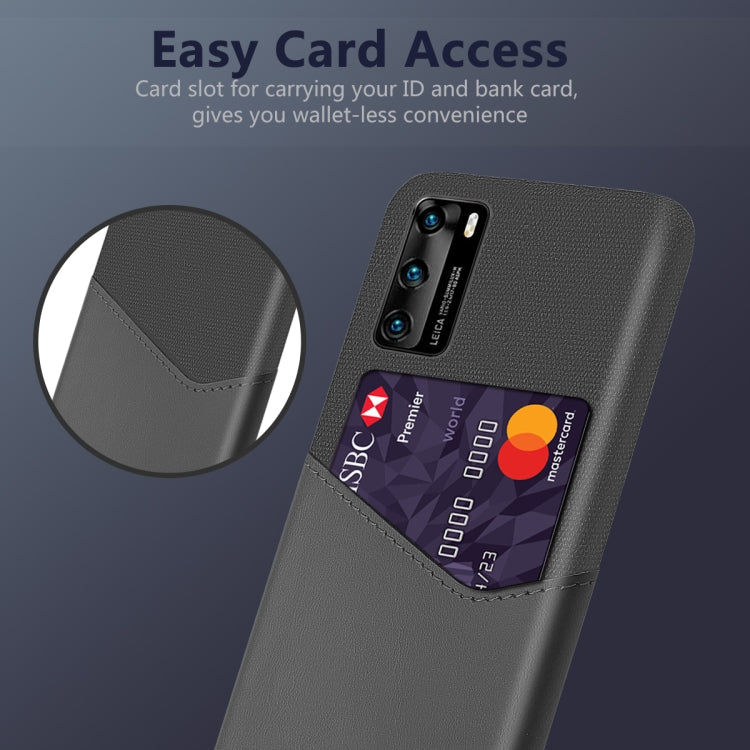 For Huawei P40 Cloth Texture PC + PU Leather Back Cover Shockproof Case with Card Slot