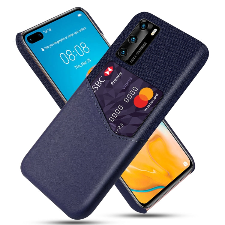 For Huawei P40 Cloth Texture PC + PU Leather Back Cover Shockproof Case with Card Slot