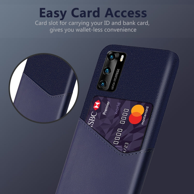 For Huawei P40 Cloth Texture PC + PU Leather Back Cover Shockproof Case with Card Slot