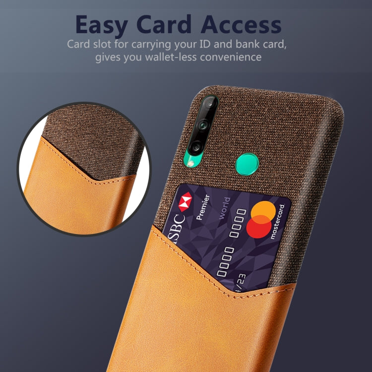 For Huawei P40 Lite E / 7P Cloth Texture PC + PU Leather Back Cover Shockproof Case with Card Slot