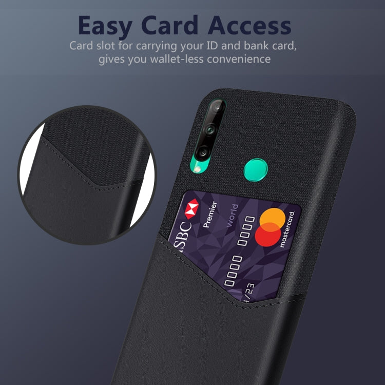 For Huawei P40 Lite E / 7P Cloth Texture PC + PU Leather Back Cover Shockproof Case with Card Slot