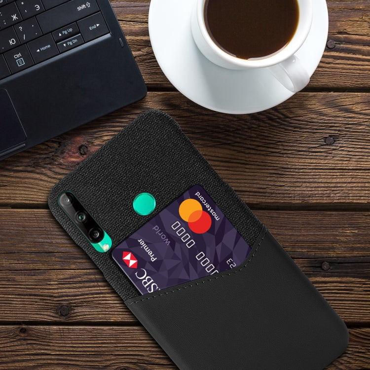 For Huawei P40 Lite E / 7P Cloth Texture PC + PU Leather Back Cover Shockproof Case with Card Slot