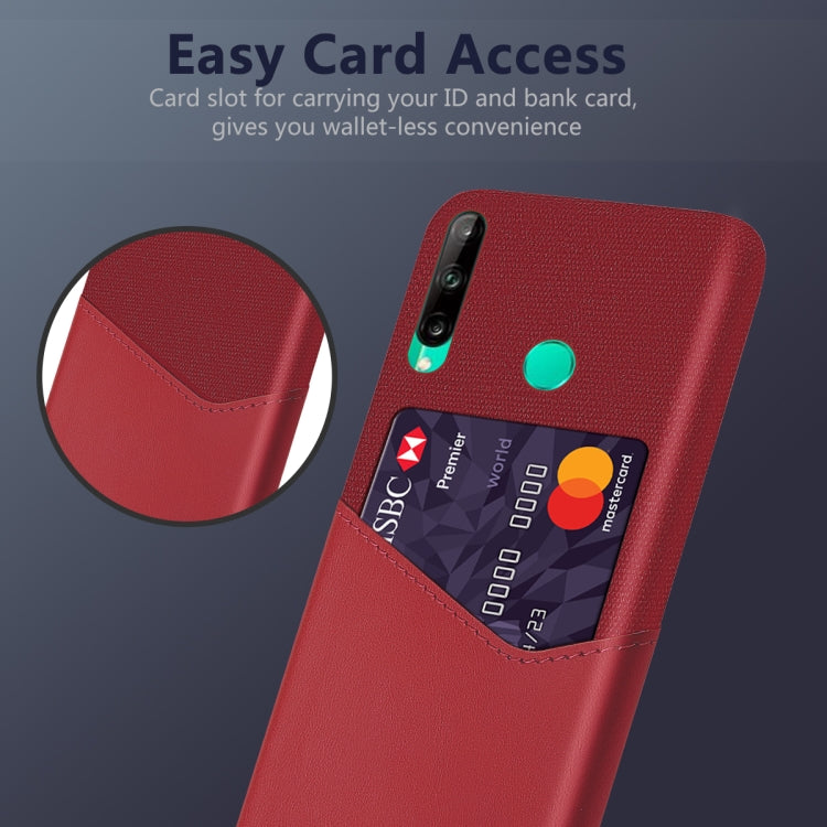 For Huawei P40 Lite E / 7P Cloth Texture PC + PU Leather Back Cover Shockproof Case with Card Slot
