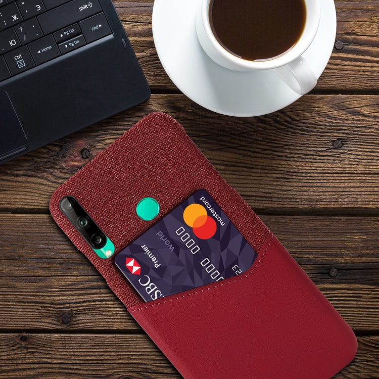 For Huawei P40 Lite E / 7P Cloth Texture PC + PU Leather Back Cover Shockproof Case with Card Slot