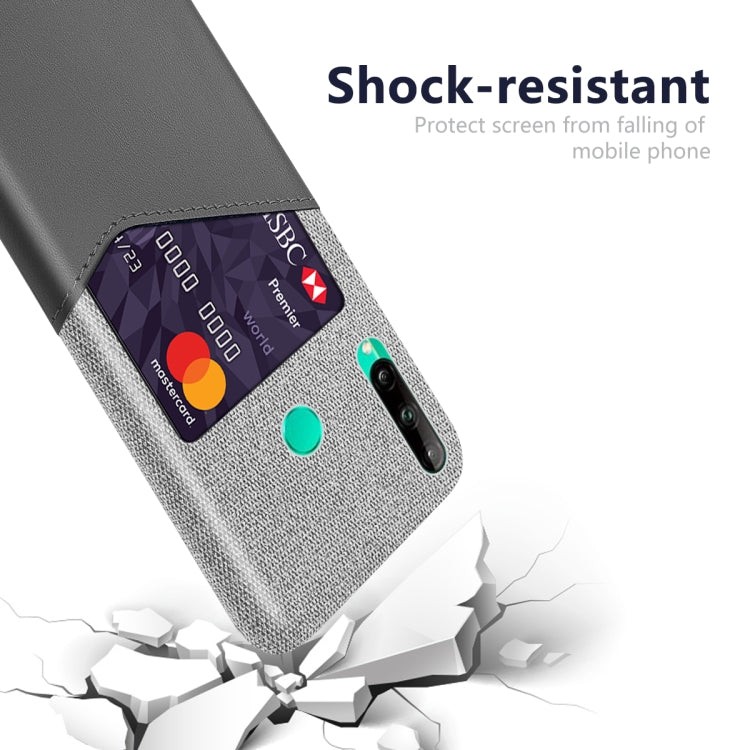 For Huawei P40 Lite E / 7P Cloth Texture PC + PU Leather Back Cover Shockproof Case with Card Slot