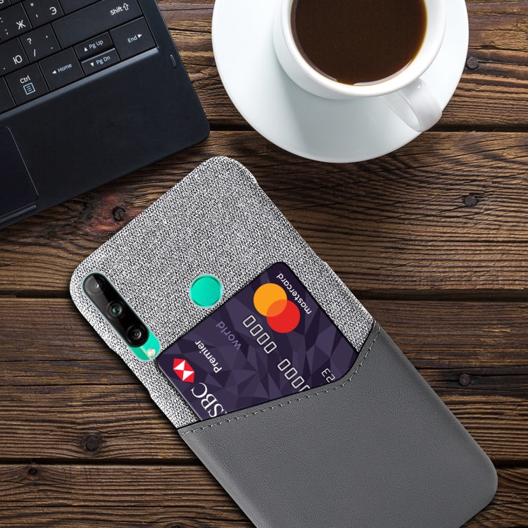 For Huawei P40 Lite E / 7P Cloth Texture PC + PU Leather Back Cover Shockproof Case with Card Slot