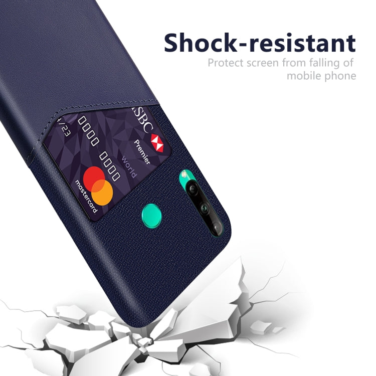 For Huawei P40 Lite E / 7P Cloth Texture PC + PU Leather Back Cover Shockproof Case with Card Slot