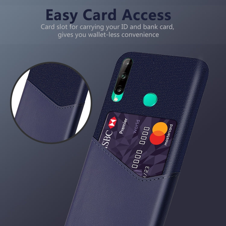 For Huawei P40 Lite E / 7P Cloth Texture PC + PU Leather Back Cover Shockproof Case with Card Slot