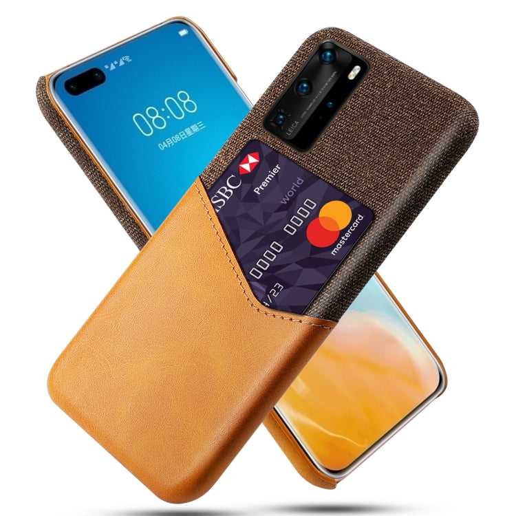 For Huawei P40 Pro Cloth Texture PC + PU Leather Back Cover Shockproof Case with Card Slot
