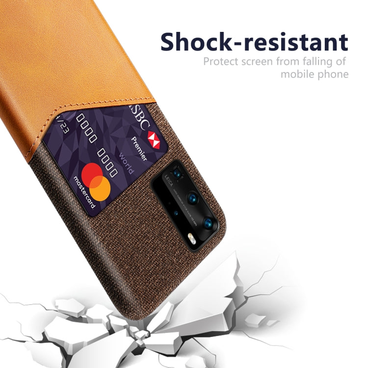 For Huawei P40 Pro Cloth Texture PC + PU Leather Back Cover Shockproof Case with Card Slot