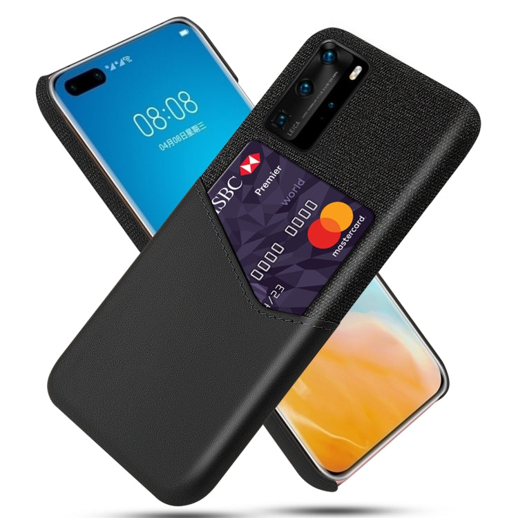 For Huawei P40 Pro Cloth Texture PC + PU Leather Back Cover Shockproof Case with Card Slot