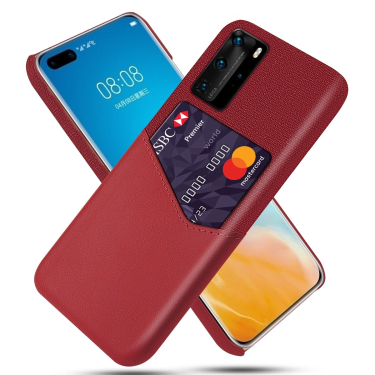 For Huawei P40 Pro Cloth Texture PC + PU Leather Back Cover Shockproof Case with Card Slot
