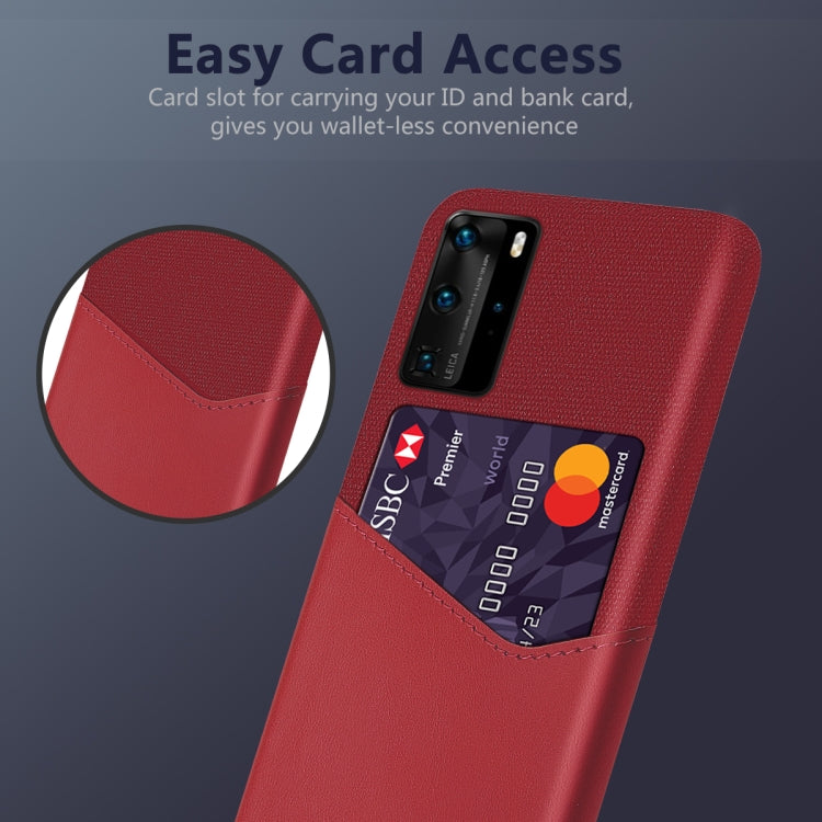 For Huawei P40 Pro Cloth Texture PC + PU Leather Back Cover Shockproof Case with Card Slot