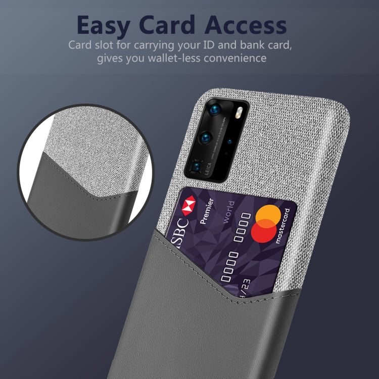 For Huawei P40 Pro Cloth Texture PC + PU Leather Back Cover Shockproof Case with Card Slot