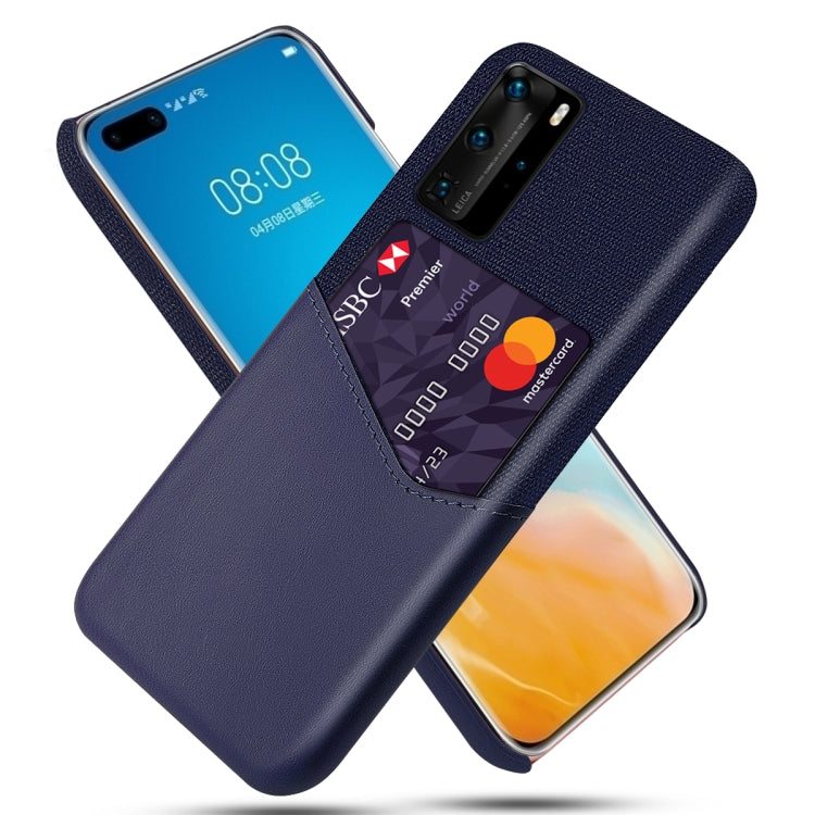 For Huawei P40 Pro Cloth Texture PC + PU Leather Back Cover Shockproof Case with Card Slot