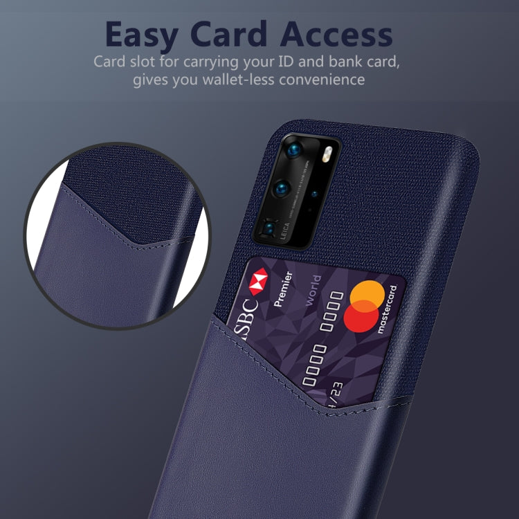 For Huawei P40 Pro Cloth Texture PC + PU Leather Back Cover Shockproof Case with Card Slot