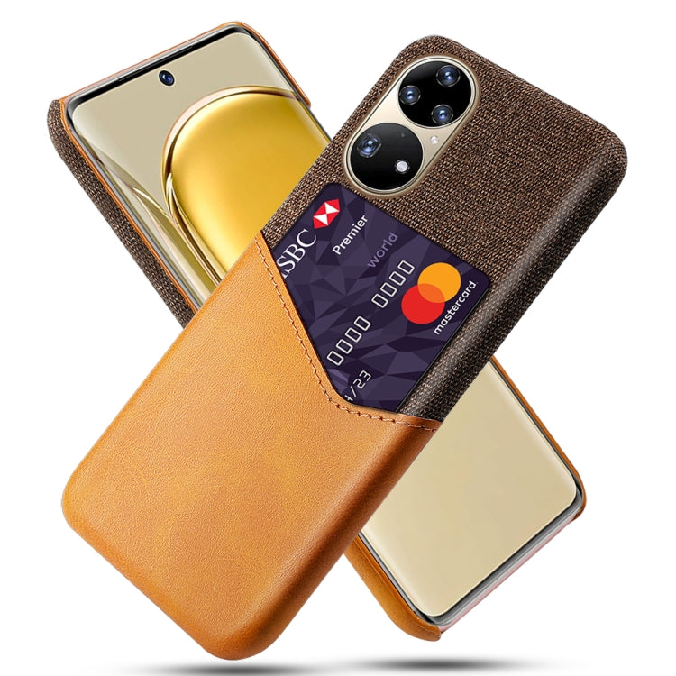 For Huawei P50 Pro Cloth Texture PC + PU Leather Back Cover Shockproof Case with Card Slot